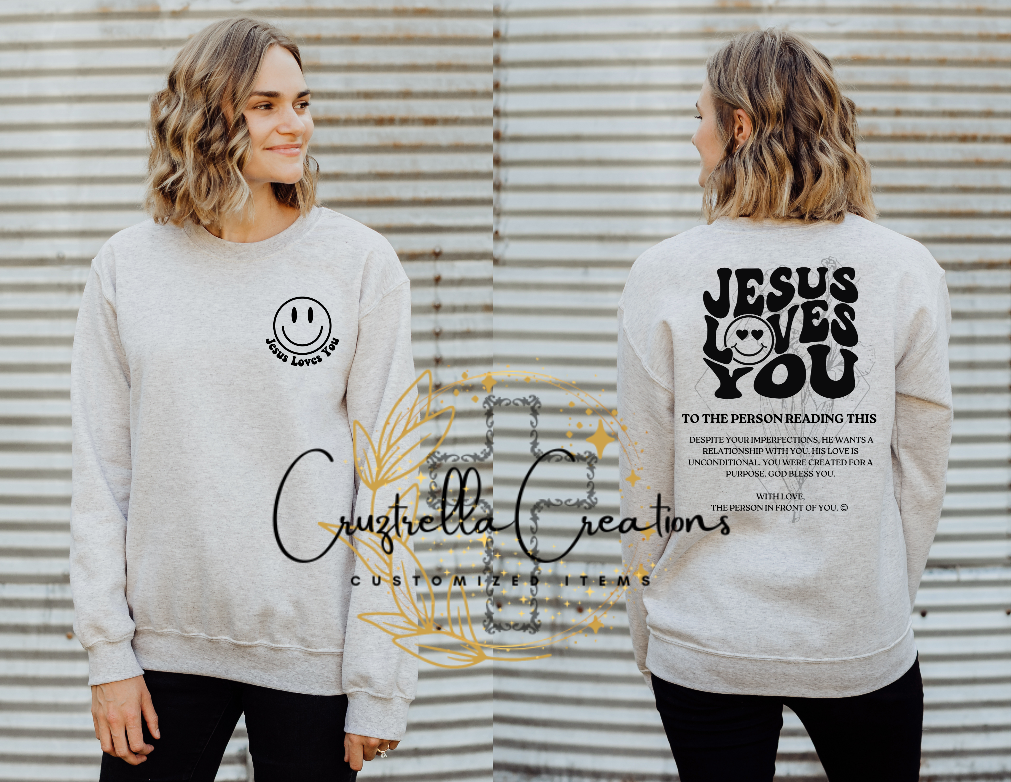 Jesus Loves You Crewneck Sweatshirt(UNISEX) – Cruztrella Creations